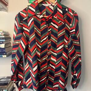 Vintage 1970s Lord & Taylor Long Sleeve Collared Blouse Size 12